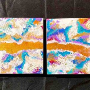 Two paintings of a sky with different colors