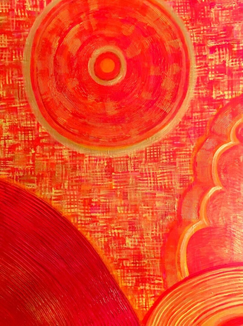A close up of the red and yellow background